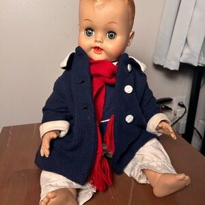 Vintage 1950s 19” Baby Doll Molded Hair Sleep Eyes Drink & Wet Vinyl